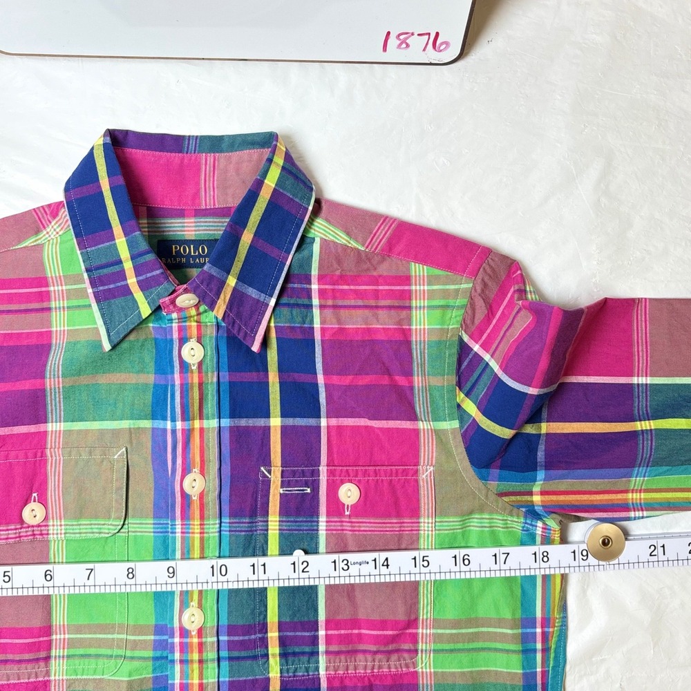 Polo Ralph Lauren Mens XS Pink Green Blue Plaid Cotton Button Down Shirt - Picture 10 of 12